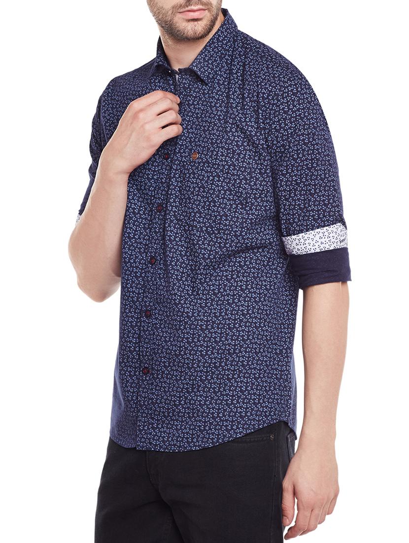 navy blue cotton blend casual shirt - 14215331 - Zoom Image - 2