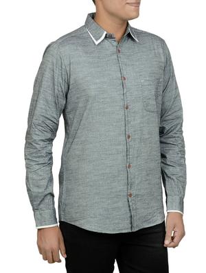 grey cotton casual shirt - 14219045 - Standard Image - 2