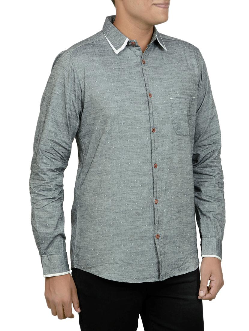 grey cotton casual shirt - 14219045 - Zoom Image - 2