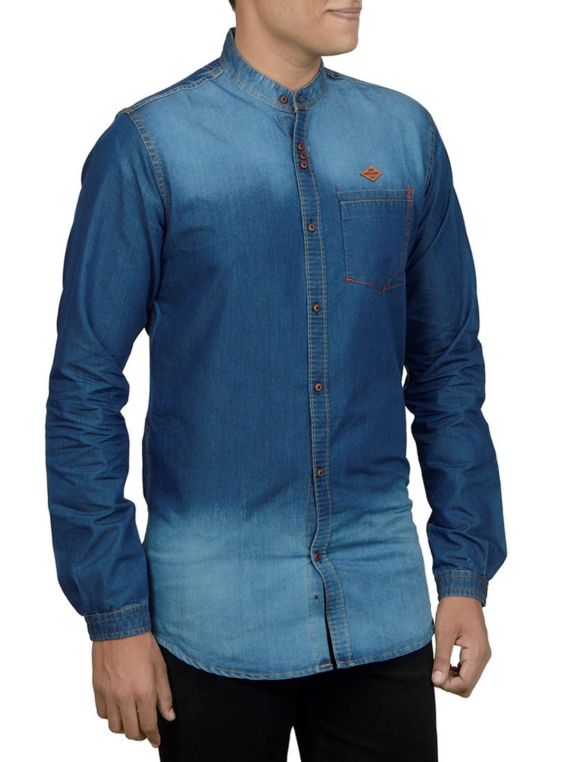 dark blue denim casual shirt - 14219052 - Zoom Image - 2