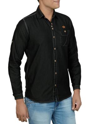 black denim casual shirt - 14219054 - Standard Image - 2
