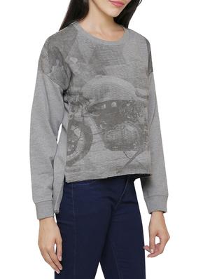grey cotton high low sweatshirt - 14221218 - Standard Image - 2