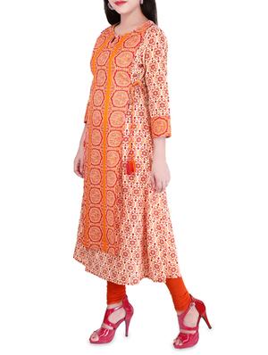 ethnic motifs printed layered kurta - 14222614 - Standard Image - 2