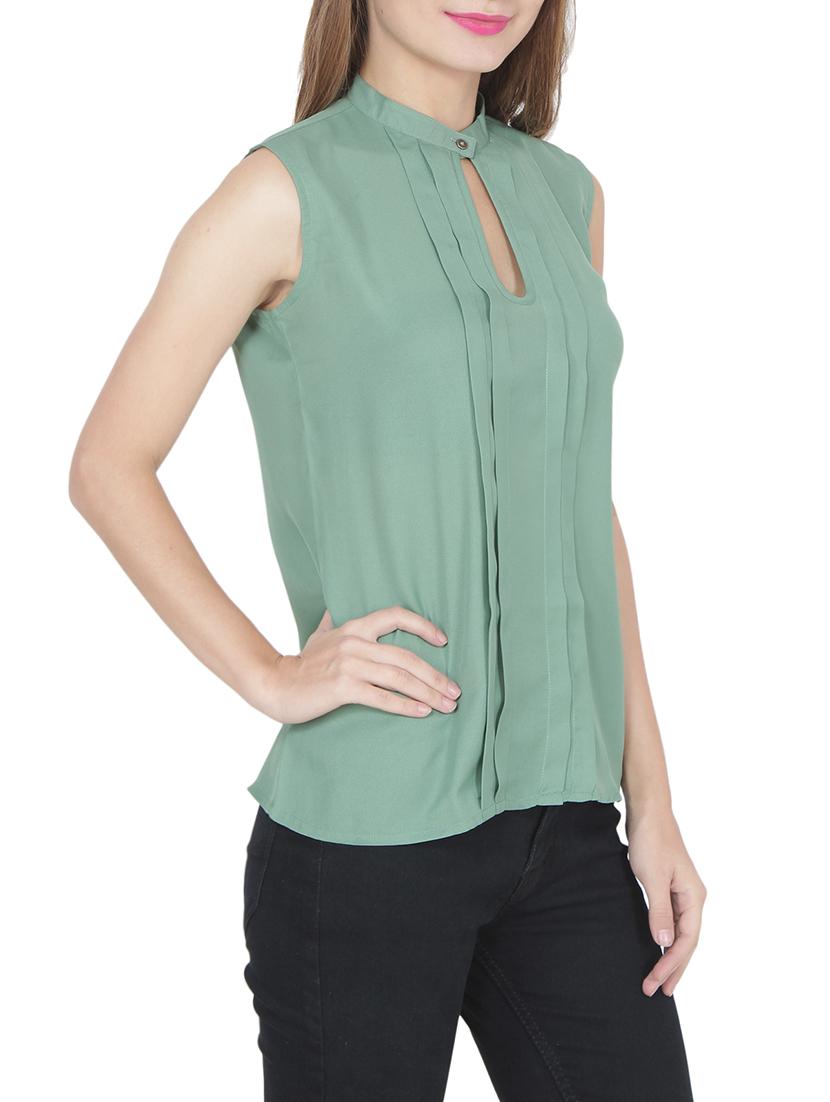 green casual sleeveless top - 14223575 - Zoom Image - 2
