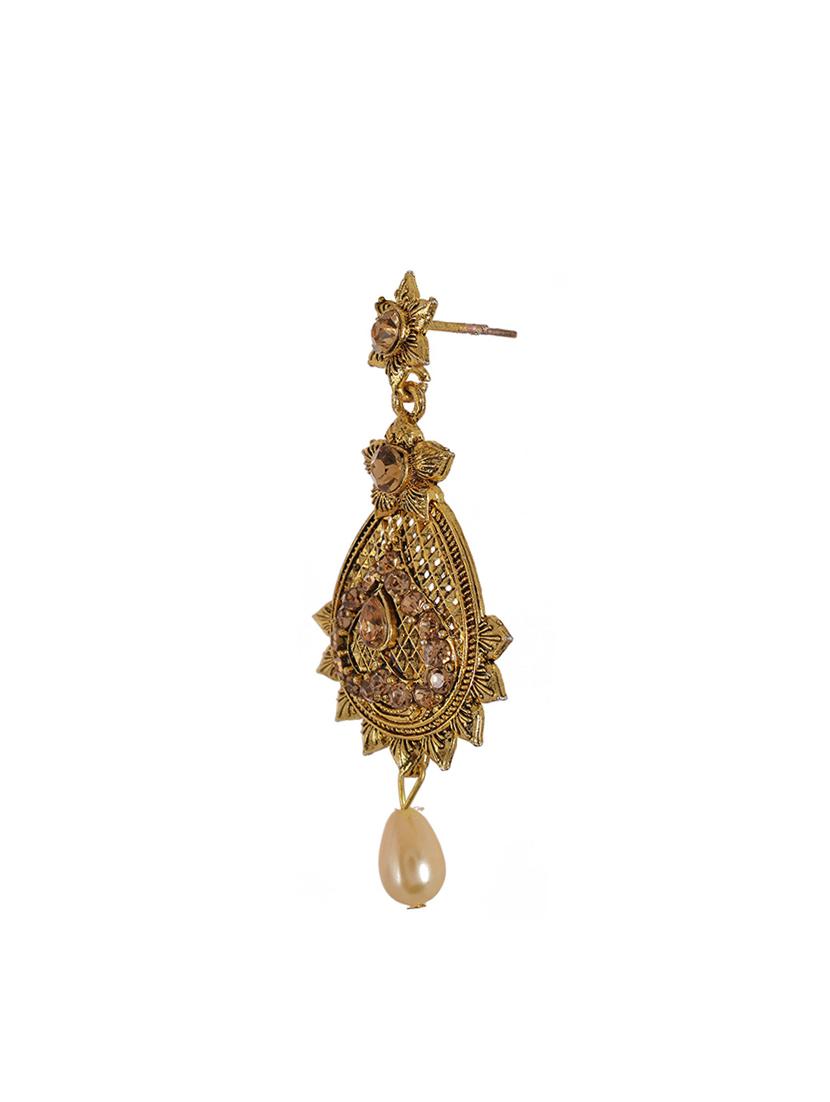 gold metal drop earrings - 14224438 - Zoom Image - 2