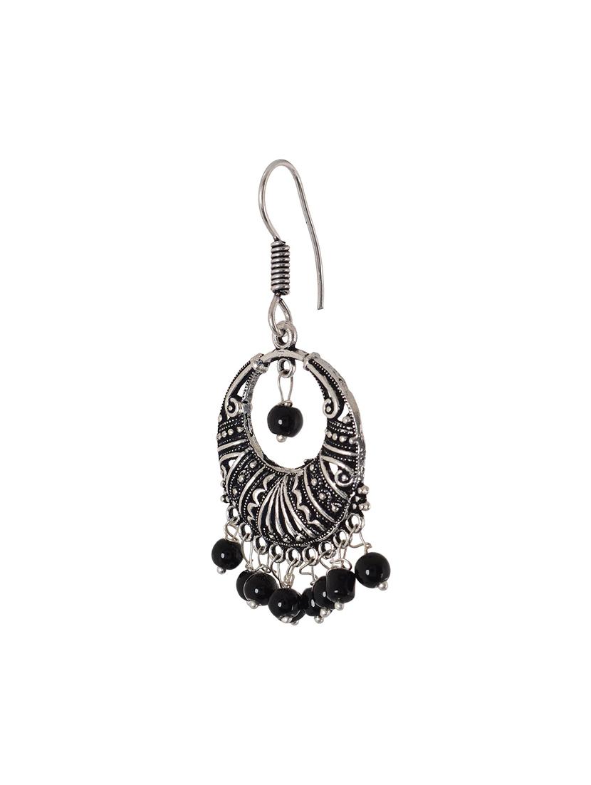 black metal drop earrings - 14224501 - Zoom Image - 2