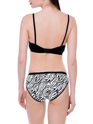 black printed cotton bra and panty set - 14224873 - Standard Image - 2