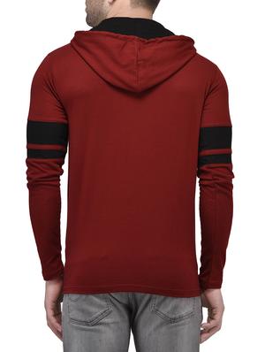 maroon cotton color block t-shirt - 14225121 - Standard Image - 2
