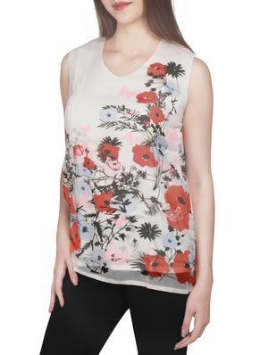white floral printed chiffon top - 14225818 - Standard Image - 2