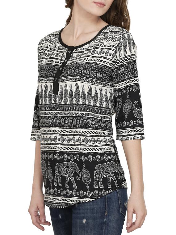 black printed rayon regular top - 14226660 - Zoom Image - 2
