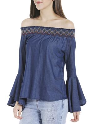 blue denim casual top - 14227276 - Standard Image - 2