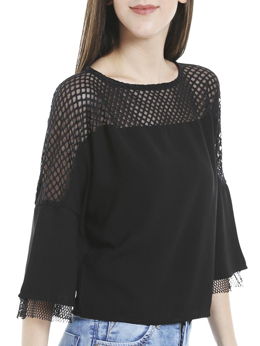 solid black casual top - 14227288 - Zoom Image - 2
