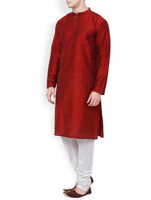 red rayon long kurta - 14227552 - Standard Image - 2