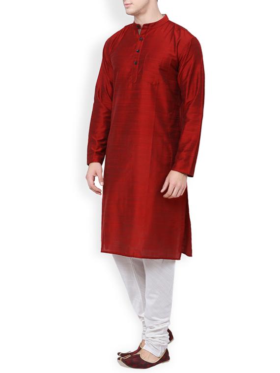 red rayon long kurta - 14227552 - Zoom Image - 2