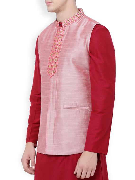 pink rayon nehru jacket - 14227630 - Zoom Image - 2
