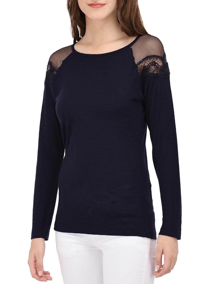 navy blue viscose regular top - 14233323 - Zoom Image - 2