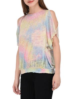 pink printed viscose blouson top - 14233327 - Standard Image - 2