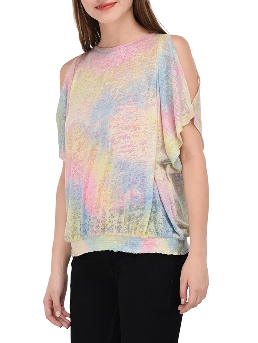 pink printed viscose blouson top - 14233327 - Zoom Image - 2