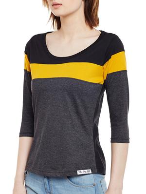 scoop neck color block tee - 14237919 - Standard Image - 2