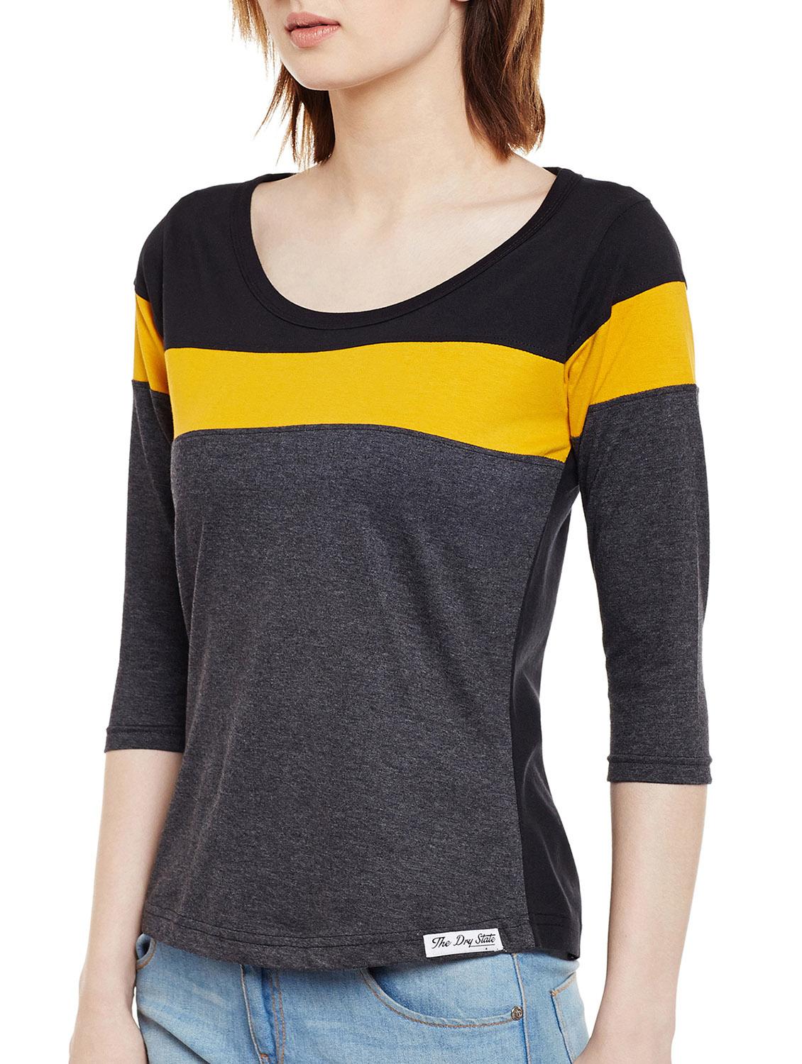 scoop neck color block tee - 14237919 - Zoom Image - 2