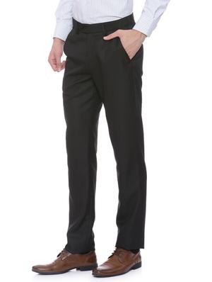 black polyester blend flat front trouser - 14238010 - Standard Image - 2