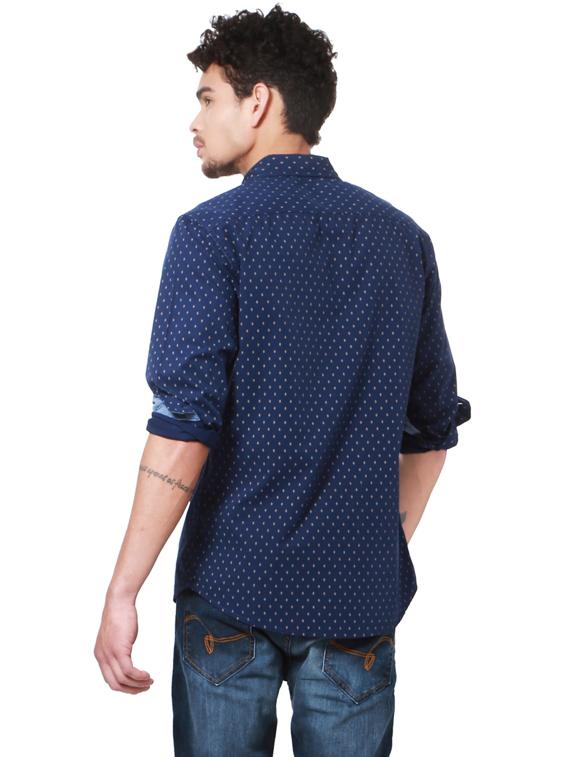 navy blue cotton casual shirt - 14238037 - Zoom Image - 2