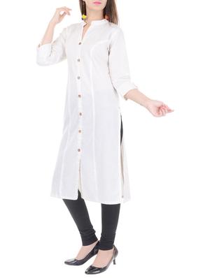 white cotton straight kurta - 14248193 - Standard Image - 2