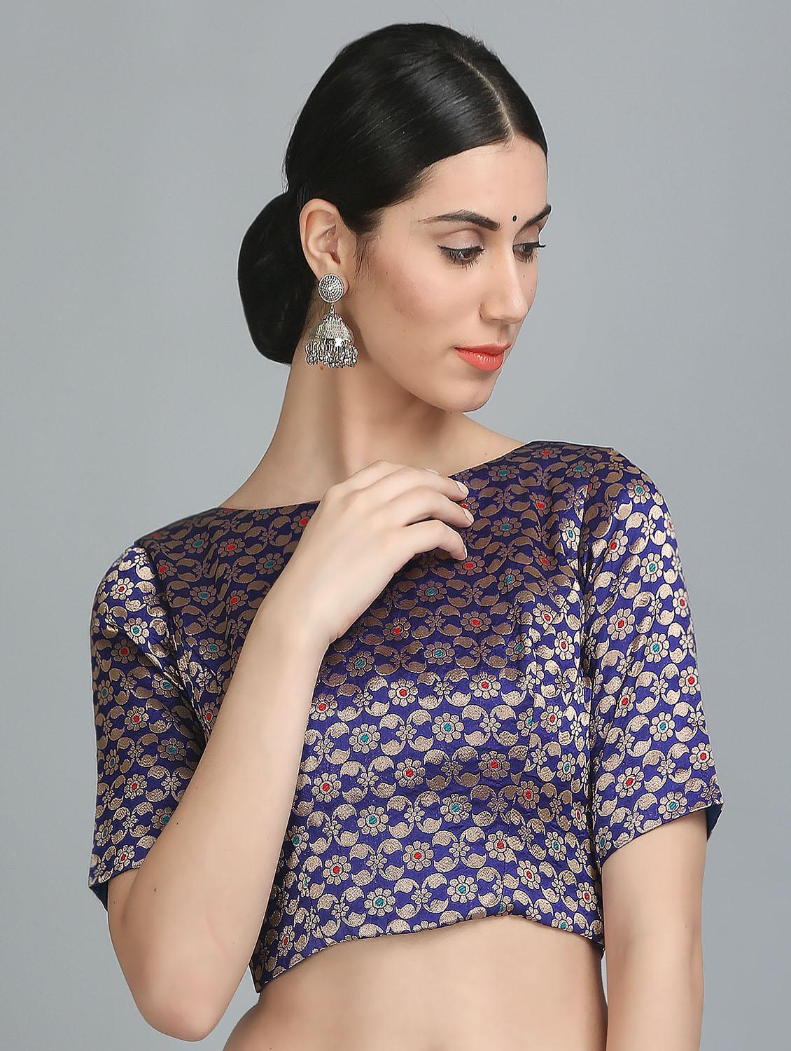 KAANCHIE NANGGIA purple brocade stitched blouse - 14251090 - Zoom Image - 2