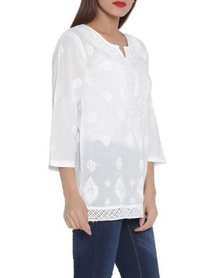 chikankari straight kurti - 14254217 - Standard Image - 2