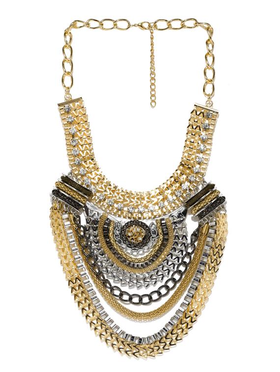 gold metal heavy statement necklace - 14254967 - Zoom Image - 2