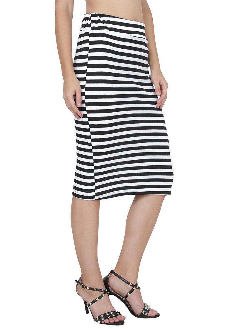 black striped lycra pencil skirt - 14262217 - Zoom Image - 2