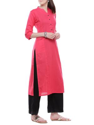 pink khadi straight kurta - 14262746 - Standard Image - 2