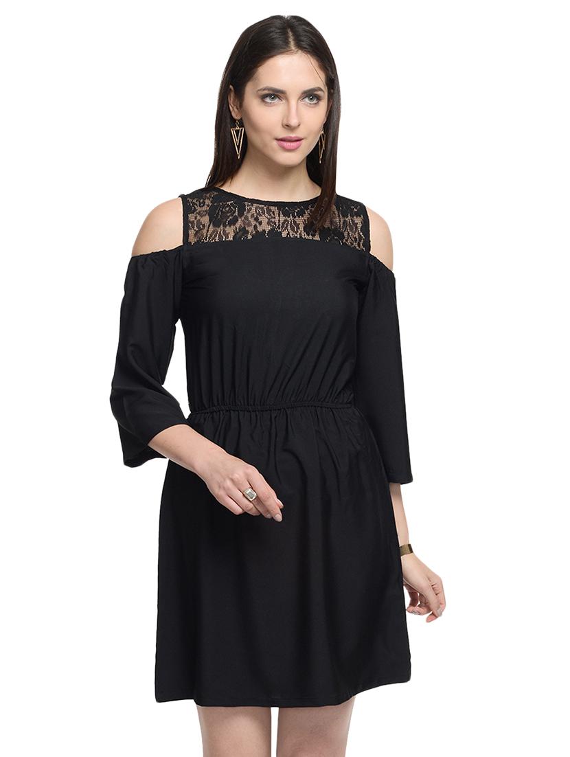 solid black blouson dress - 14265106 - Zoom Image - 2