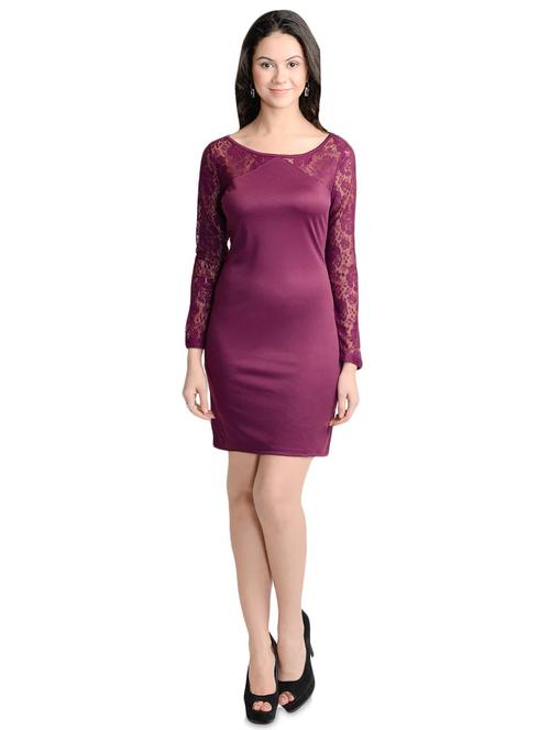 purple lace bodycon dress - 14265116 - Standard Image - 1
