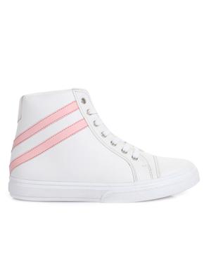 white leatherette lace up sneaker - 14268536 - Standard Image - 2