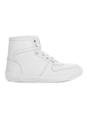 white leatherette lace up sneaker - 14268538 - Standard Image - 2