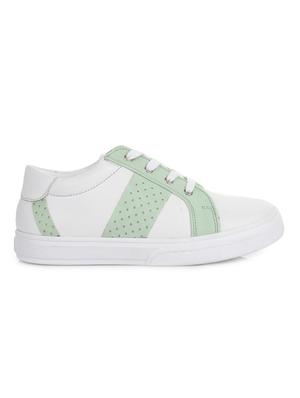 white leatherette lace up sneaker - 14268552 - Standard Image - 2