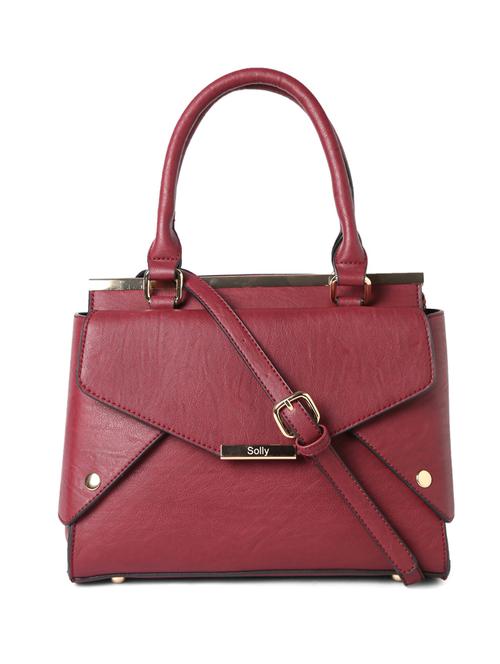 maroon leatherette regular handbag - 14289236 - Very Small Image - 1