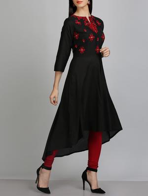 black asymmetric kurta - 14315937 - Standard Image - 2