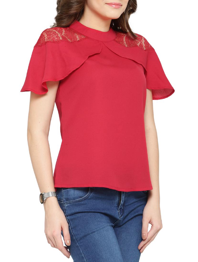 solid red casual top - 14319388 - Zoom Image - 2