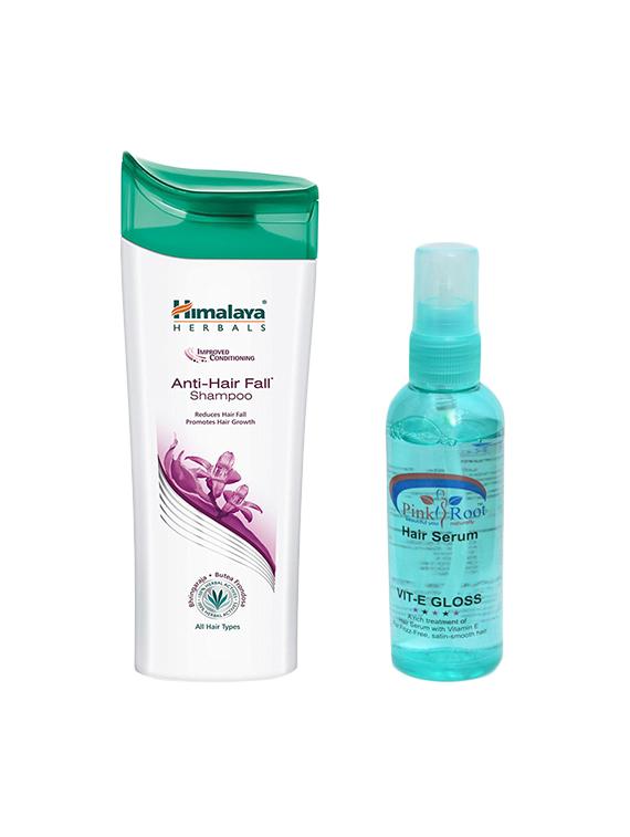 Pink Root Hair Serum & Himalaya Anti-Hair Fall Shampoo Prevents Hair Breakage 400ML Pack Of 2 - By
