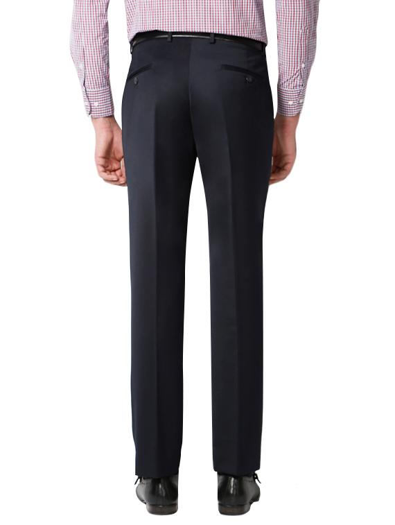 navy blue polyester blend flat front trousers - 14321722 - Zoom Image - 2