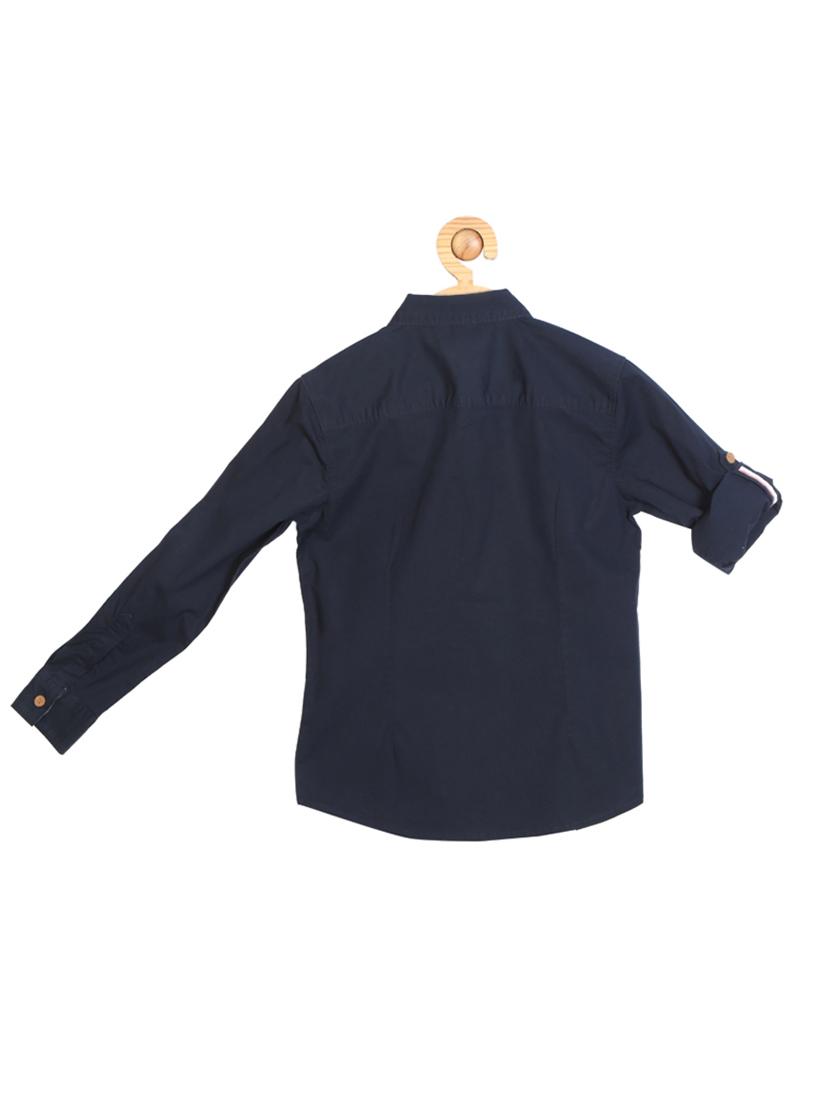 navy blue cotton blend shirt - 14323269 - Zoom Image - 2