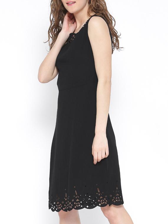 solid black cutwork a-line dress - 14328546 - Zoom Image - 2