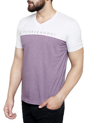 purple cotton color block t-shirt - 14330253 - Standard Image - 2