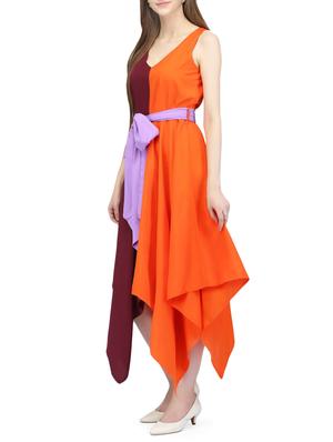 orange crepe asymmetric dress - 14331063 - Standard Image - 2