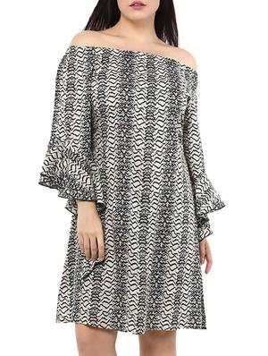 black printed viscose ruffle dress - 14334457 - Standard Image - 2