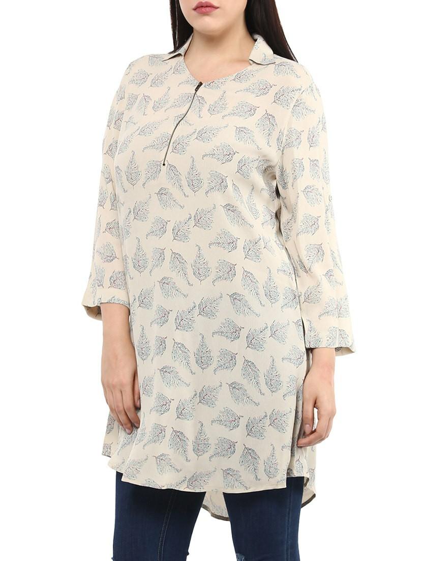 beige printed viscose tunic - 14334507 - Zoom Image - 2