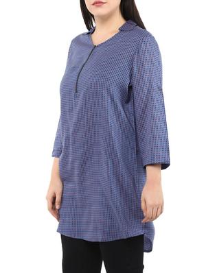 blue printed viscose plus tunic - 14334509 - Standard Image - 2