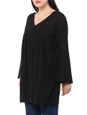 solid black cotton casual top - 14334511 - Standard Image - 2